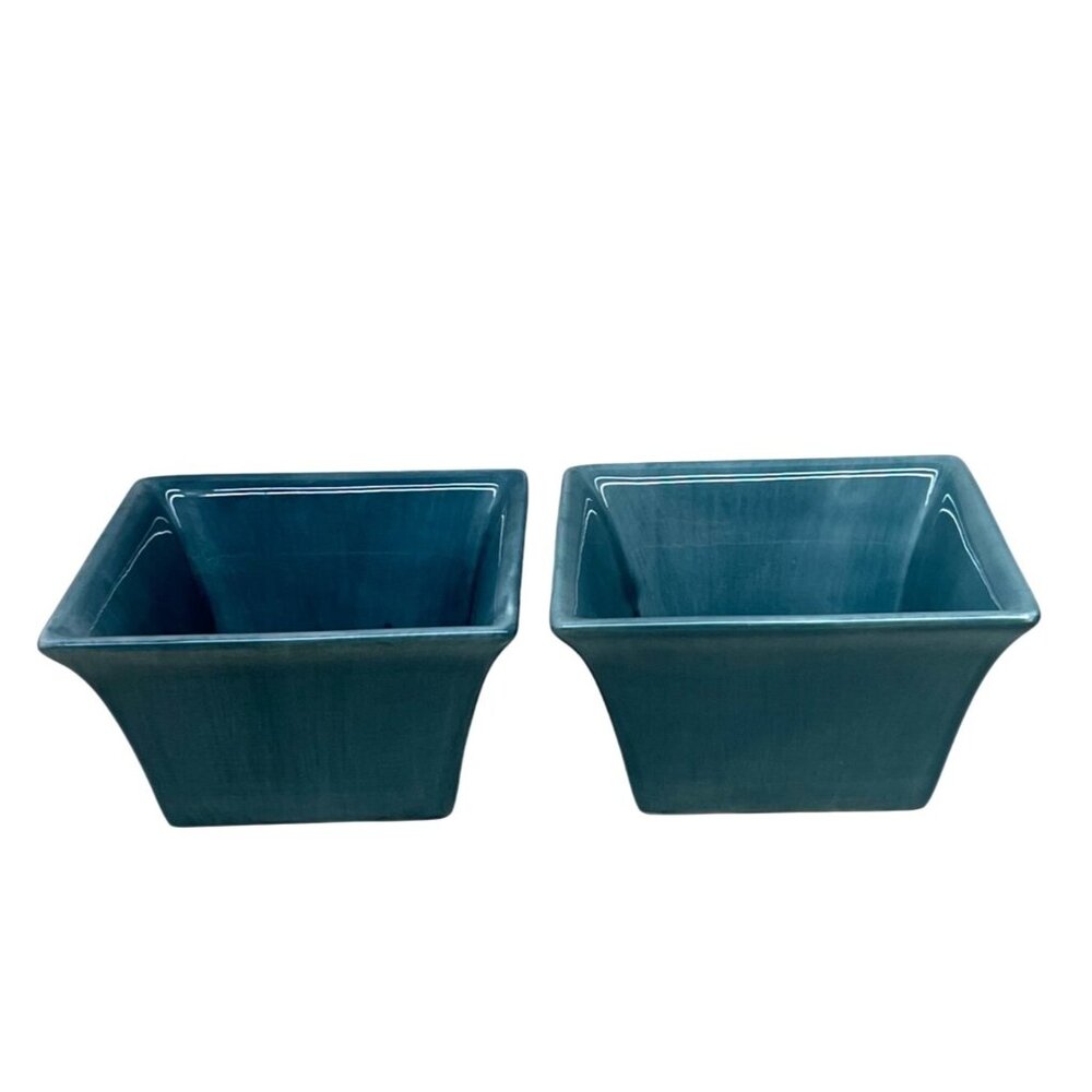 2 Tabletops Unlimited Espana Breeze Blue Square Cereal Bowls 5 1/2"